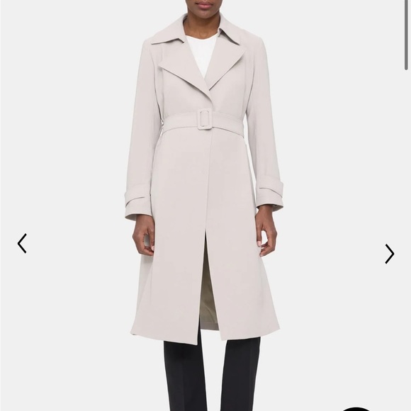 Theory Relaxed Trench Coat in Crepe - Picture 1 of 5